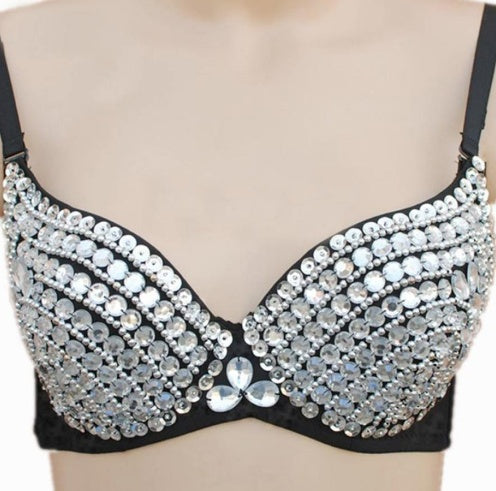 Punk Lady Goth Diamante Costume Bra