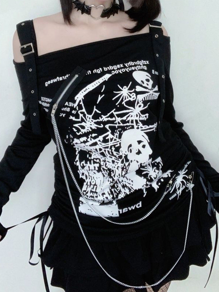Off-shoulder Goth Off-shoulder Long Sleeve