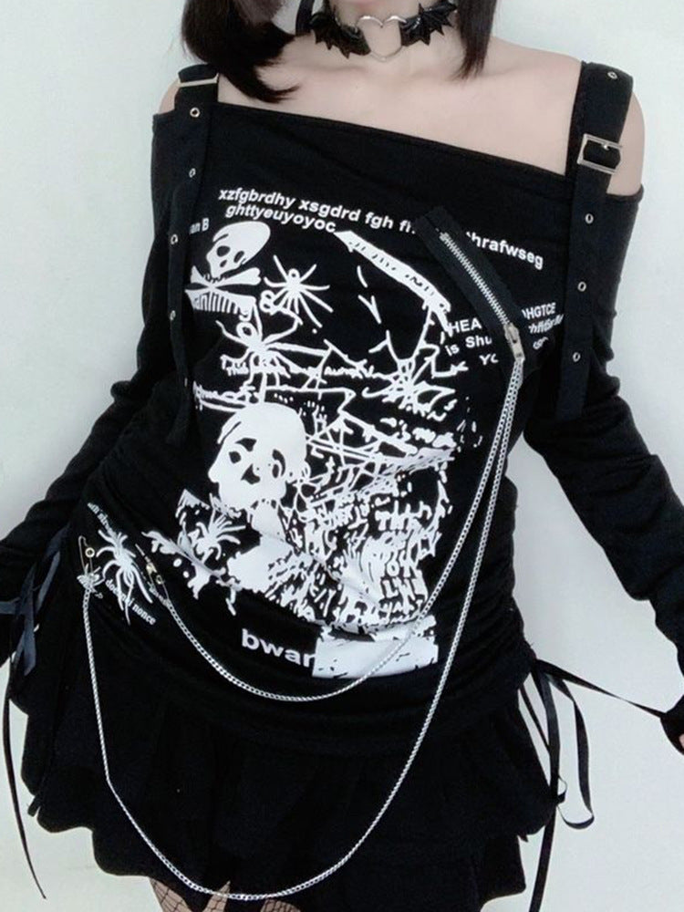 Off-shoulder Goth Off-shoulder Long Sleeve