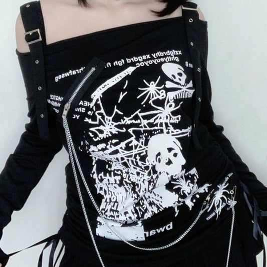 Off-shoulder Goth Off-shoulder Long Sleeve