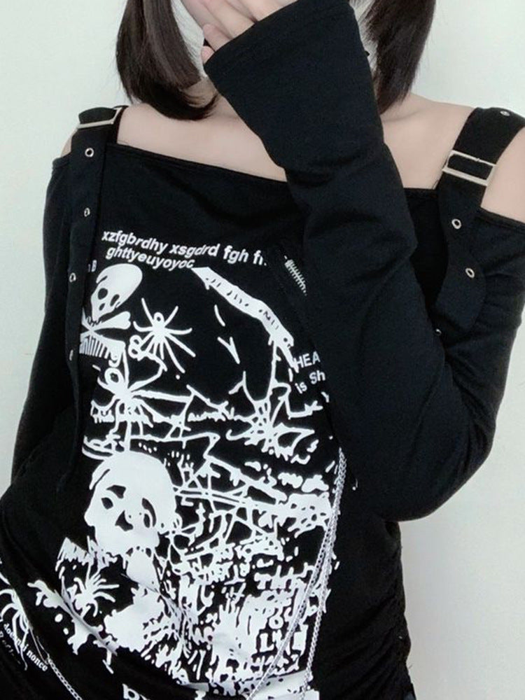 Off-shoulder Goth Off-shoulder Long Sleeve